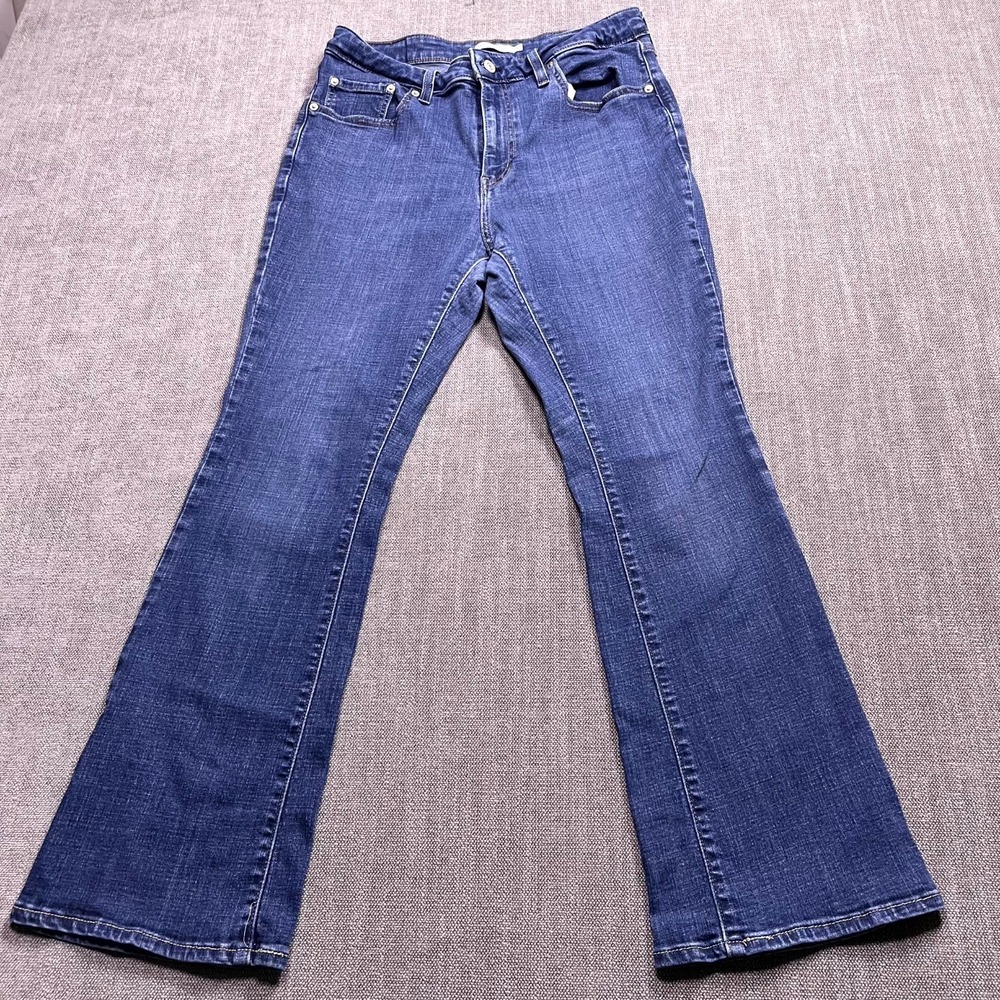 Levis 725 High Rise Bootcut Jeans Womens 32 Blue Medium Wash Denim 28 Inseam